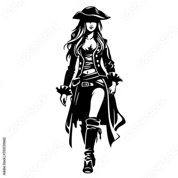 Obraz Adventurous Pirate Girl Character Vector