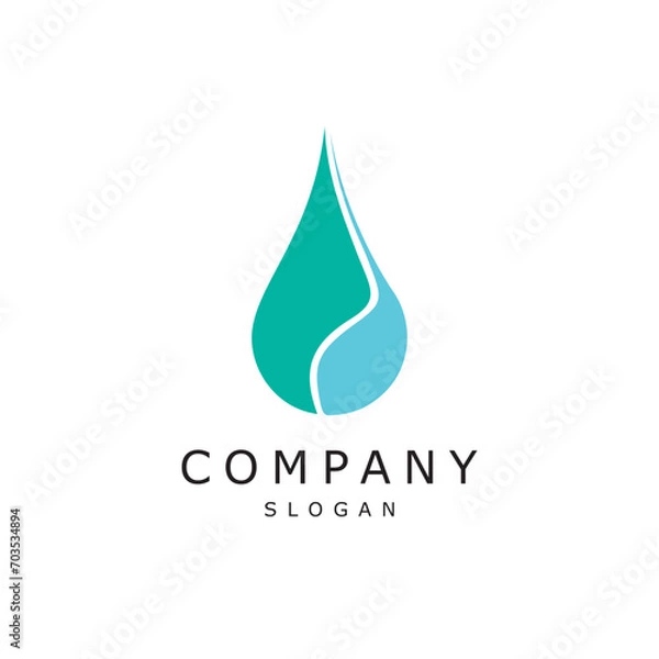 Fototapeta Water drop yoga wellness nature logo design timeless emblem brand identity logotype abstract minimalist monogram typography vector logo
