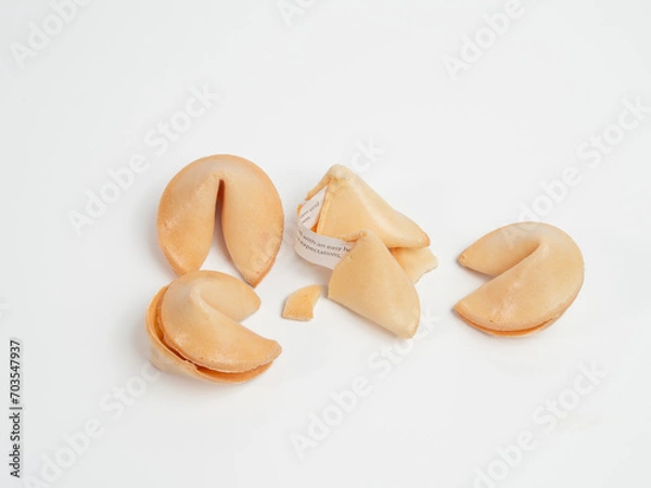 Fototapeta Fortune cookies on a white background. Fortune cookies close up.