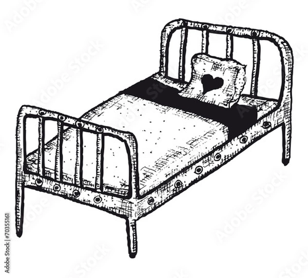Fototapeta Hand drawn isolated bed