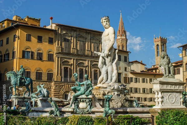 Obraz Fontana del Nettuto, Statua, piazza della Signoria, Firenze