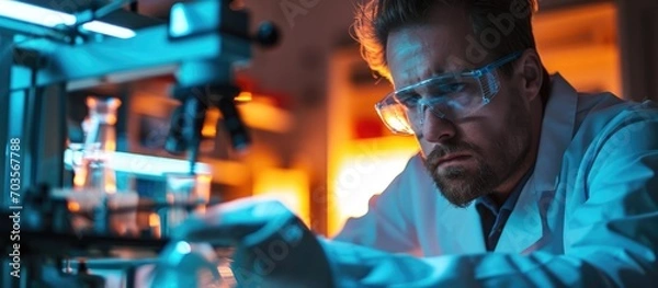 Fototapeta Scientist testing printer in office