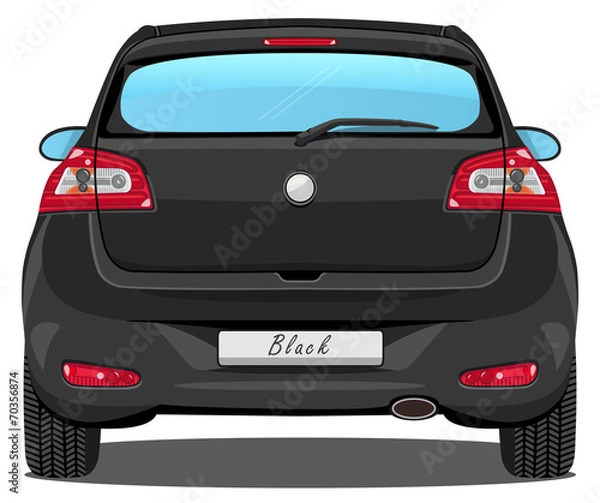 Fototapeta Vector Car - Back view - Black