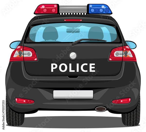 Fototapeta Vector Car - Back view - Police Car - with visible interior