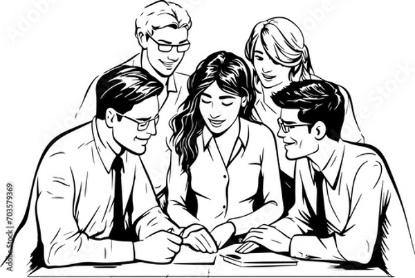 Fototapeta Teamwork togetherness concept drawing