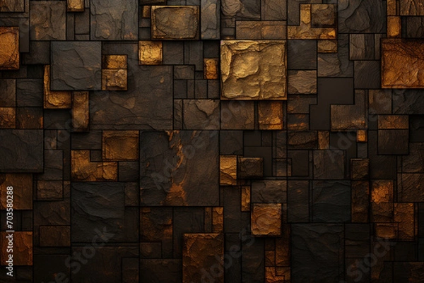 Obraz Mosaic brick texture background, Generative AI