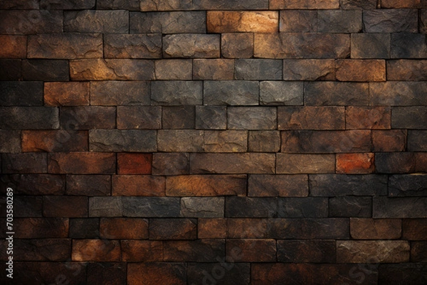 Obraz Mosaic brick texture background, Generative AI