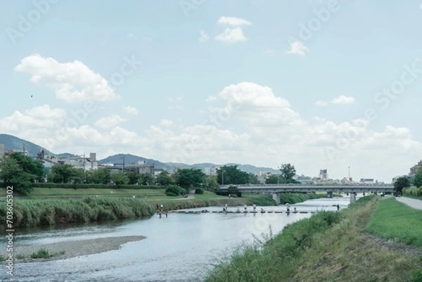 Obraz 京都の鴨川の景色