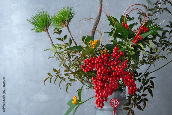 Obraz 正月飾り　縁起の良い植物　新年のイメージ