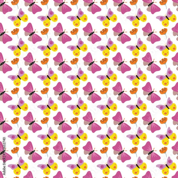 Fototapeta Free vector hand drawn butterfly pattern