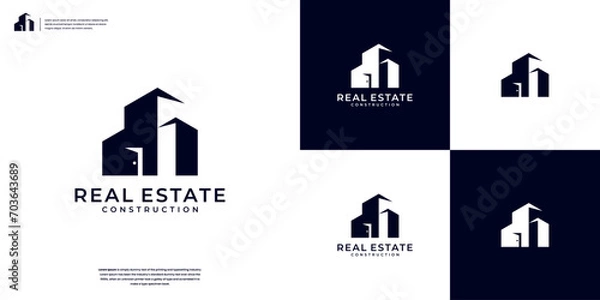 Obraz building architecture, construction, real estate logo design vector