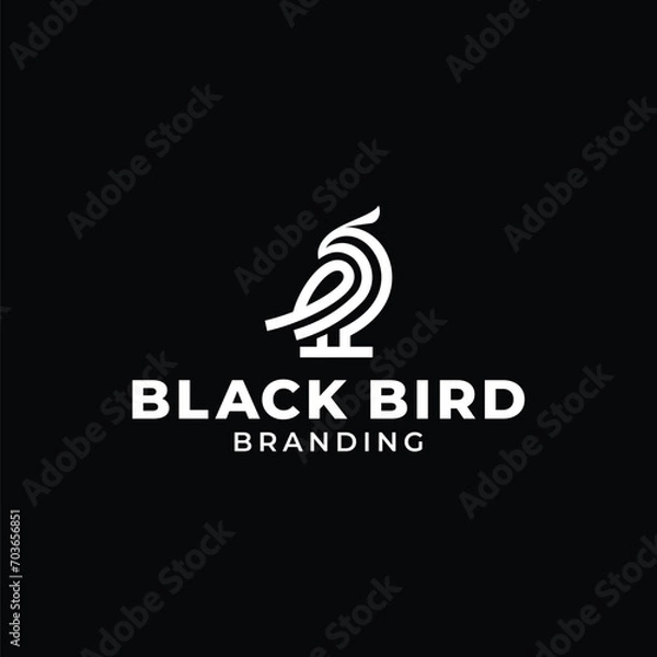 Obraz Black Bird Logo Design Branding Vector