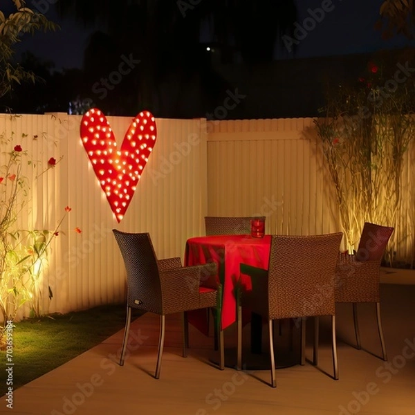 Fototapeta A candlelit dinner for two in a romantic restaurant, valentine’s Day, Valentines Date
