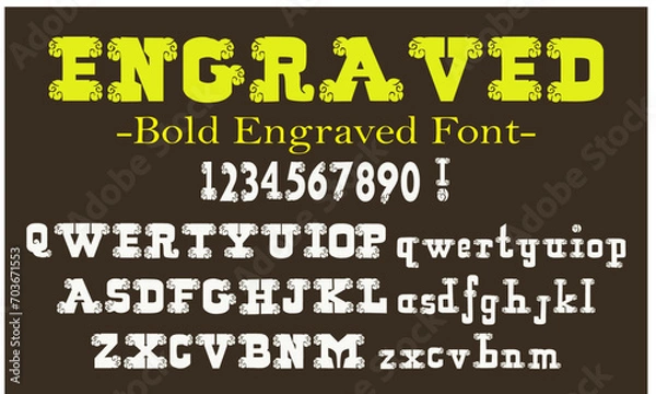 Fototapeta Bold decorative engraved font - vector
