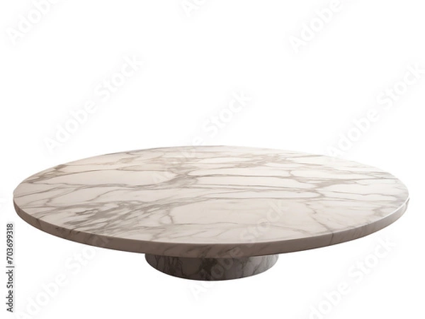Obraz Round grey marble table top slab isolated 