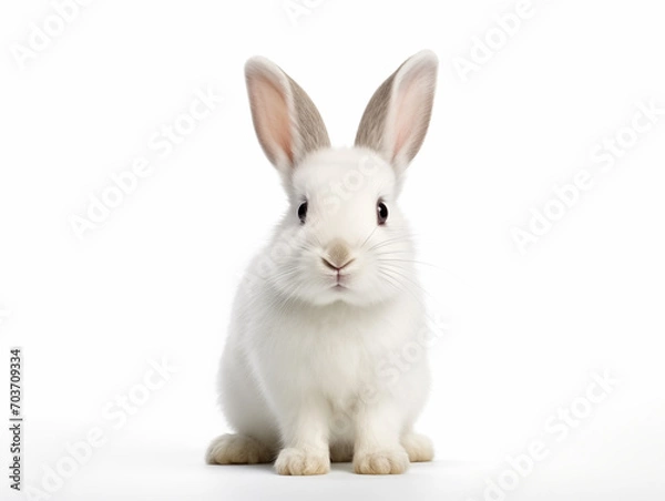 Fototapeta White rabbit portrait isolated on white background