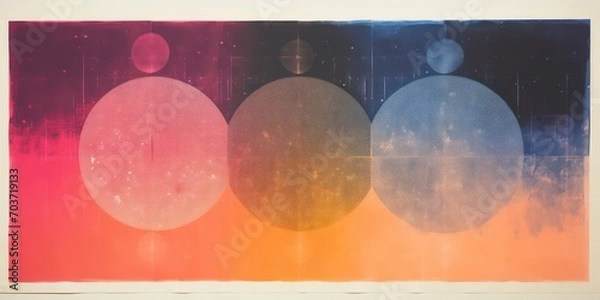 Fototapeta An abstract colorful retro print, radiating a minimalist and psychedelic essence.