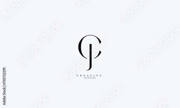 Fototapeta Alphabet letters Initials Monogram logo CJ JC C J