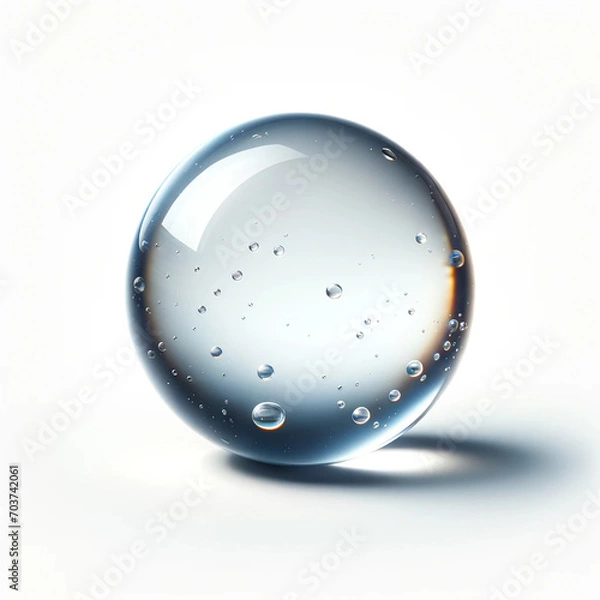 Obraz A realistic depiction of a single water droplet on a white background.