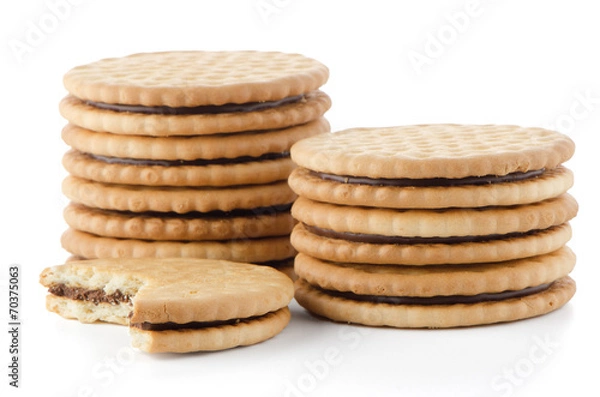 Fototapeta Sandwich biscuits with chocolate filling