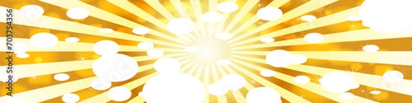 Obraz イエローゴールドの放物線状のキラキラした光背景
