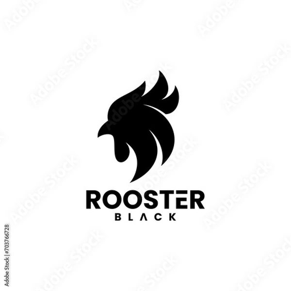 Fototapeta Rooster Black silhouette ,Simple Vector Minimalist Logo Design