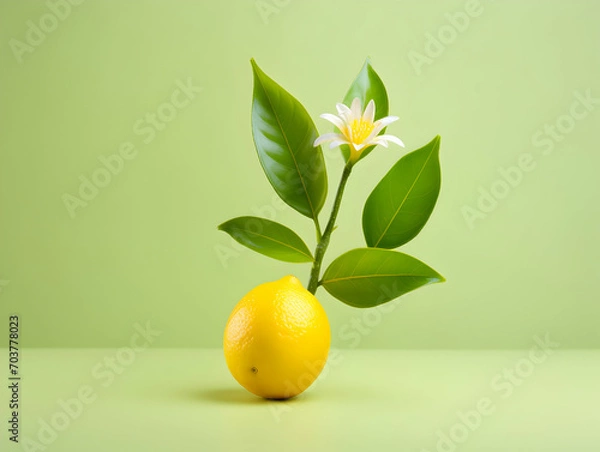 Fototapeta lemon flower in studio background, single lemon flower, Beautiful flower images