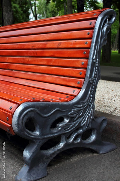 Obraz Beautiful bench, standing in a city park.