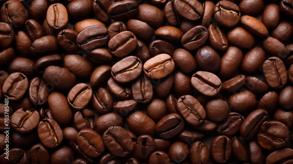 Fototapeta Coffee Bean Cascade: A Shower of Roasted Beans from Above