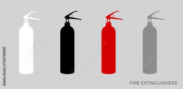 Fototapeta Fire extinguisher vector set illustration