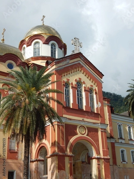 Fototapeta New Athos Monastery front vew in Abkhazia, Georgia