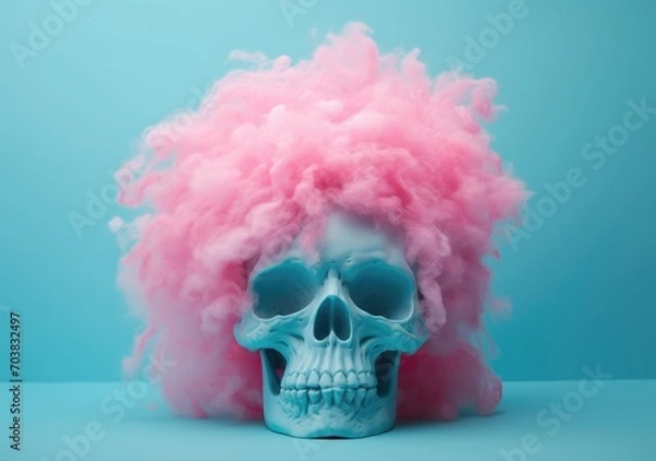 Fototapeta A Whimsical Blend of Pink Candy Floss and Macabre. Generative AI.