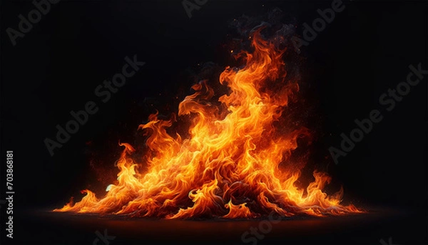 Fototapeta A highly realistic and intense image of fire engulfing the entire frame in a 16_9 aspect ratio.