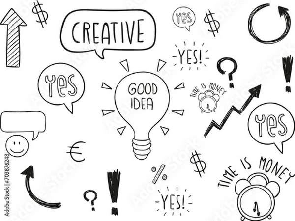 Obraz set of hand drawn creative pattern