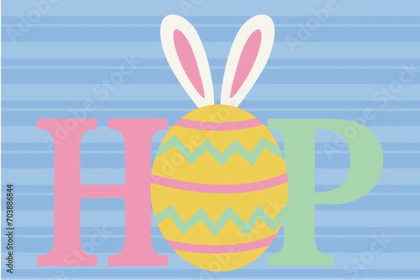Fototapeta Easter card with bunny and eggs.