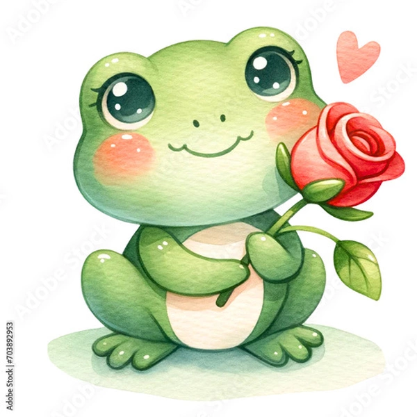 Obraz Frog with a Red Rose