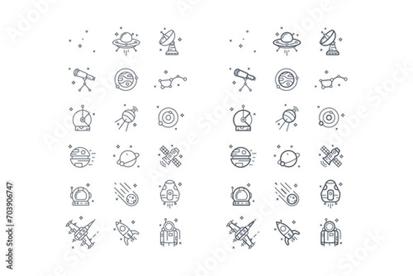 Obraz vector icons set about space and science
