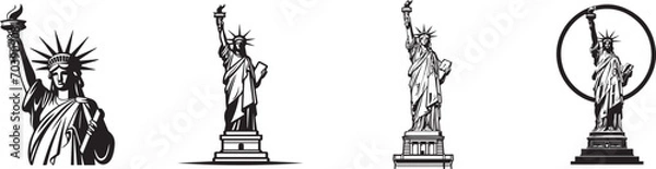 Obraz USA or the United States of America Independence Day logo for the 4th of July with Statue of Liberty, Vector Illustration.