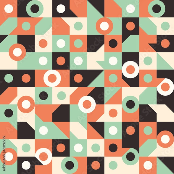 Obraz Seamless pattern with circles in squares.