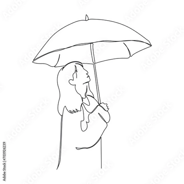 Fototapeta Continuous one line art drawing of female body outline vector illustration and woman day single line art design