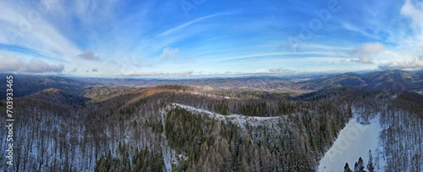 Obraz Bieszczady zimą panorama 