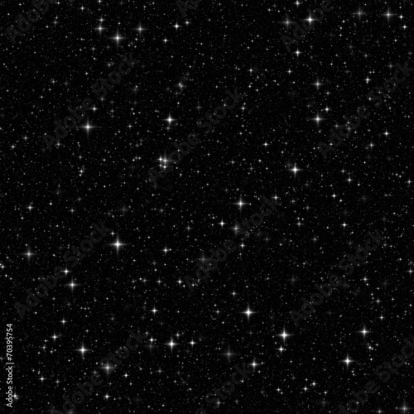 Obraz Czarna przestrzeń z wieloma gwiazdami. Wzór, tekstura, tło
