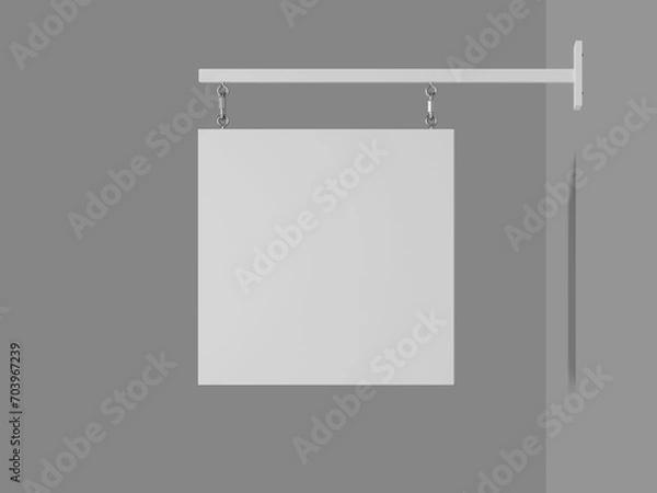 Obraz White Blank Signage 3D Isolated Mockup Rendered