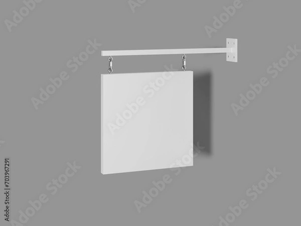 Obraz White Blank Signage Square 3D Isolated Mockup Rendered