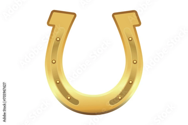 Fototapeta Golden horseshoe for good luck. Vector design. Good luck symbol isolated on white background.