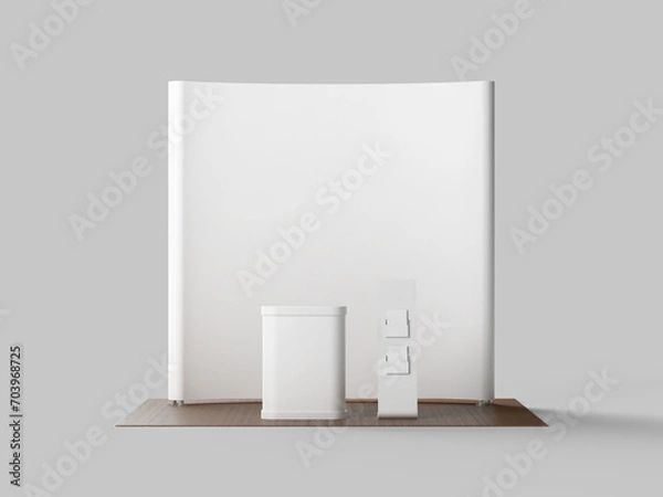 Obraz Front view exhibition booth Stand mockup for event 3D Rendered