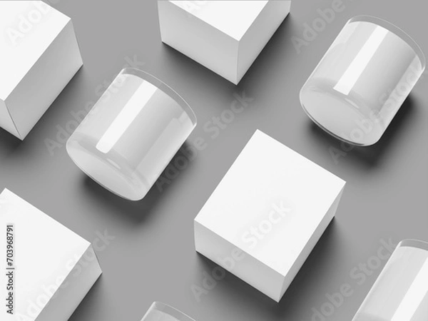 Obraz Glass scented candle with box 3d isolated modern style