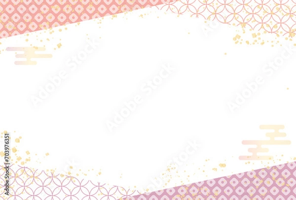 Fototapeta かわいい 　和柄フレーム 背景　年賀状