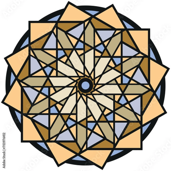 Fototapeta Geometric Mandala, Symmetry and Spiritual Fusion Circle Graphic Design