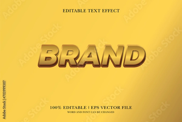 Fototapeta Brand Editable text Effect with  3d vector design